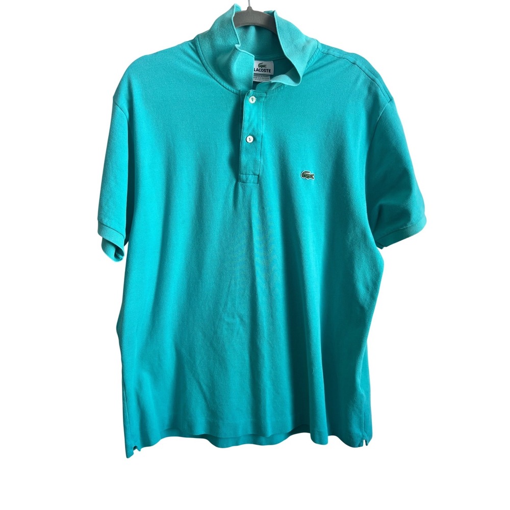 Lacoste Mens Classic‎ Pique Short Sleeve Polo Shirt Teal Blue Size 8 XXL